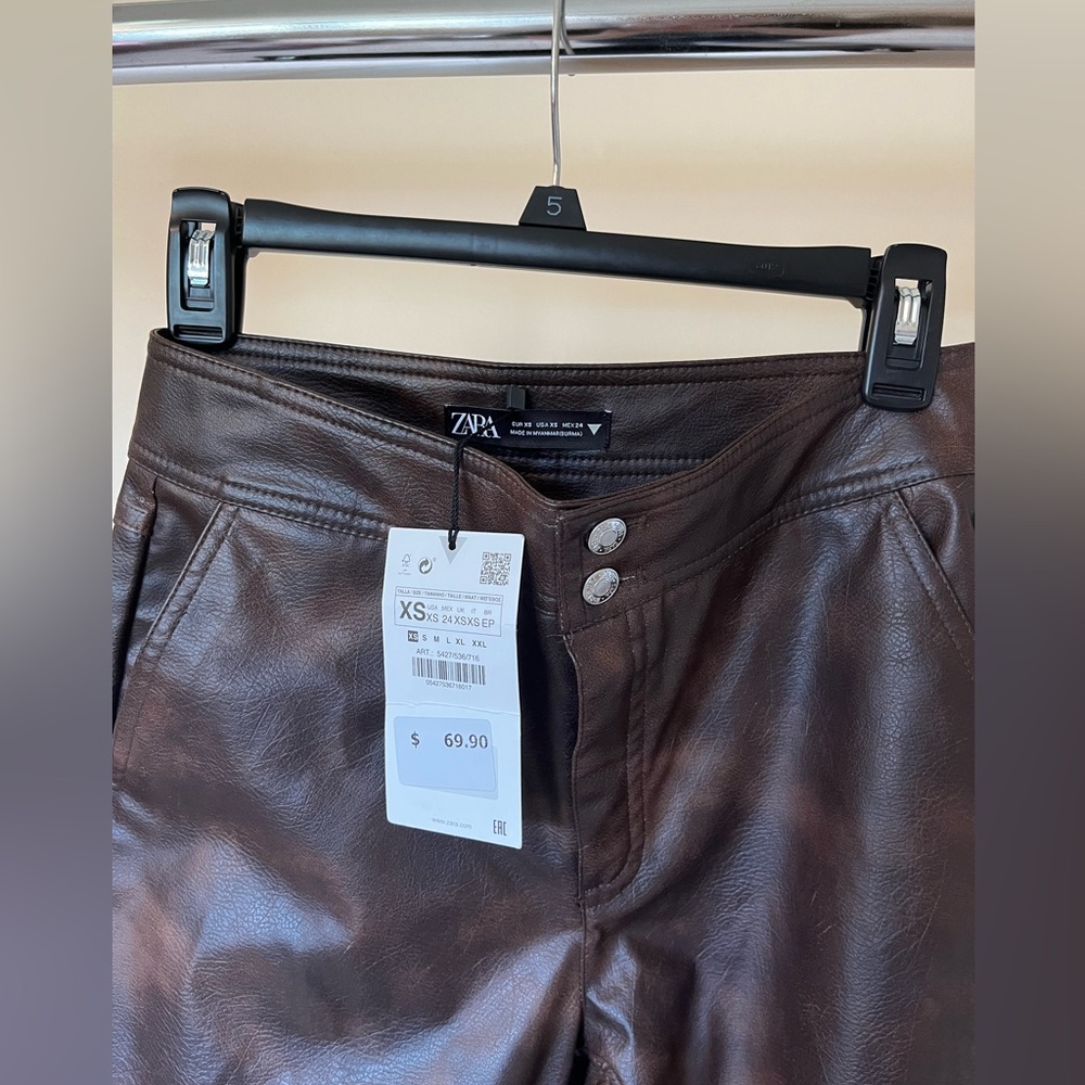 ZARA brown leather pants